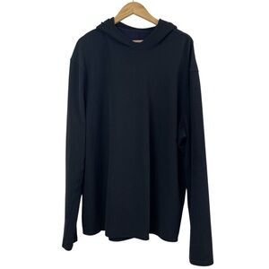 Lululemon Men’s Black Waffle Knit Hooded Pullover Sweatshirt Thermal Sweater